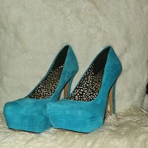 Blue High Stiletto Platform Heels